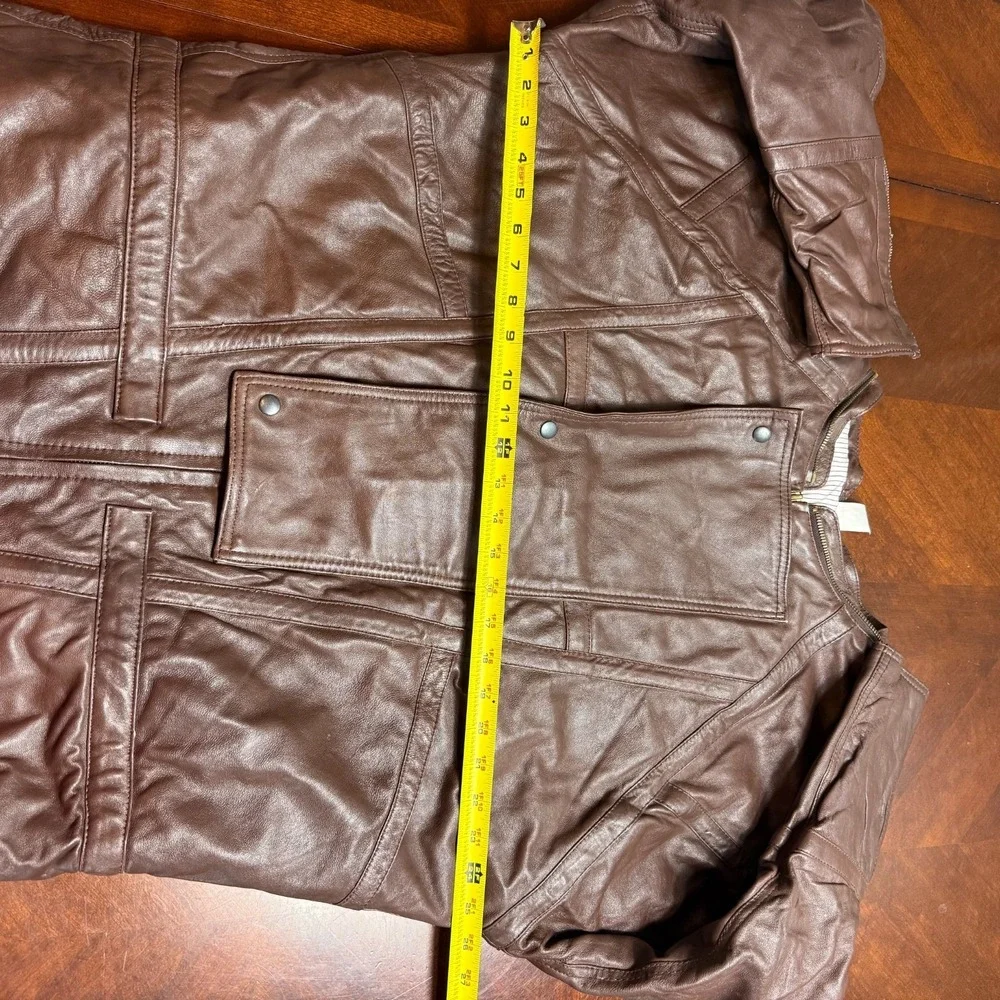 Vintage Brown‎ Genuine Leather Jacket Womens Moto Biker Minimalist Size M